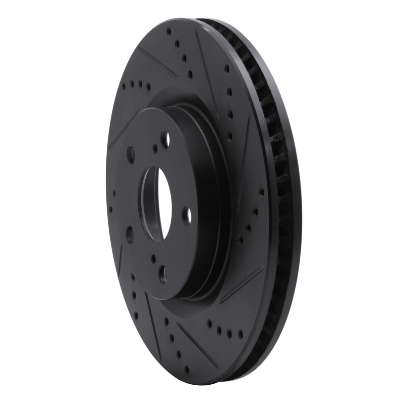 BMW 125i Brake Rotor (1) - Rear Right - R1 Concepts - Drilled & Slotted - Black - `08-`13